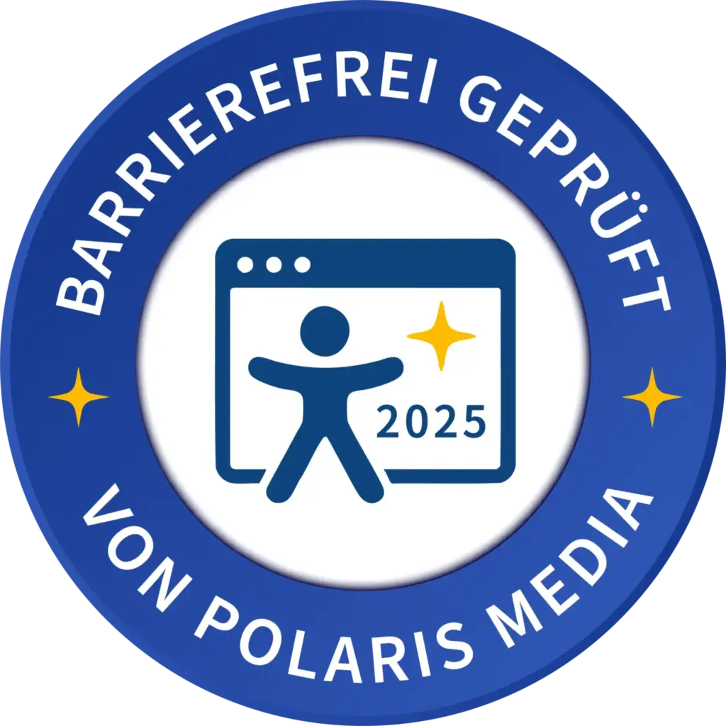 Logo: Barrierefreiheit geprüft von Polaris Media