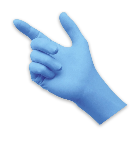 Hand mit Latexhandschuh