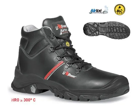 Schwarzer Sicherheitsstiefel mit Hitzeschutz und robuster Profilsohle