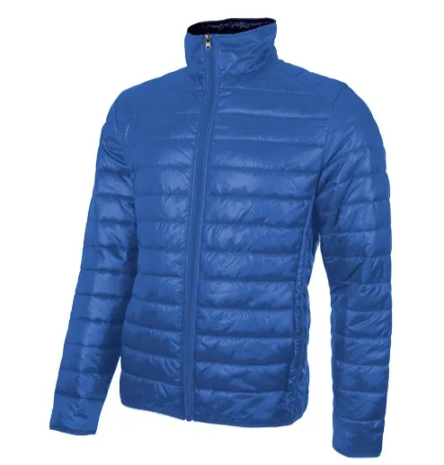 Blaue Steppjacke mit Reißverschluss und leichtem Outdoor-Design